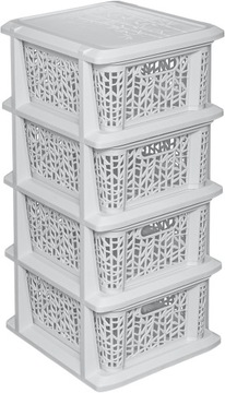 BRANQ - Regał łazienkowy - Bamboo - 4x koszyki kosze - komoda słupek szafka