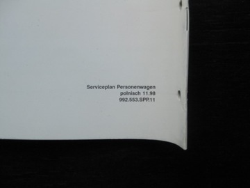 Сервисная книжка VW польская PL VW 1998 года оригинал
