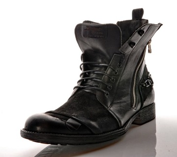 BUTY czarne militarne sztyblety MĘSKIE skóra 41 PL