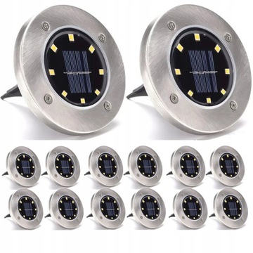 LAMPKI OGRODOWE SOLARNE GRUNTOWE LED DYSKI 12szt