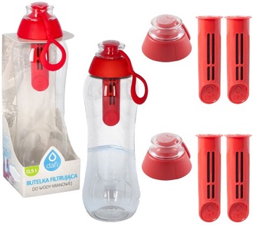 Butelka filtrująca wodę Dafi Soft 500 ml + 5 filtrów Czerwona Makowa