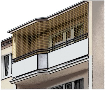 Бежевая плетеная сетка 80 х 185, фиксирующая детскую кроватку.