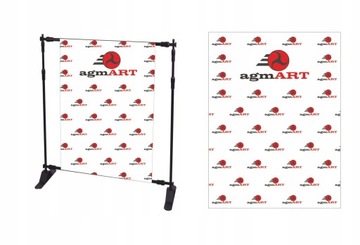 ФОТОГРАФИЧЕСКИЙ ФОН стена с логотипом, названием и надписью компании.