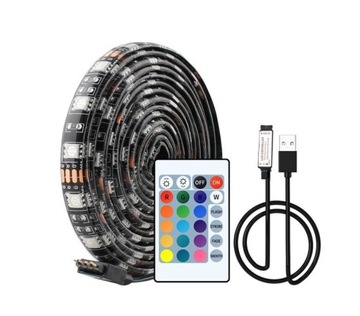 TAŚMA LED RGB USB Z PILOTEM 2M PODŚWIETLENIE TV 5V