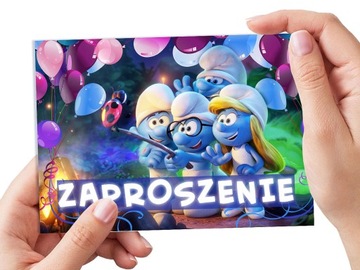 ZAPROSZENIA DLA DZIECI SMERFY NA URODZINY DZIECKA + KOPERTY