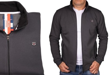 Bluza męska grafitowa z stójka rozpinana na zamek gładka klasyczna L