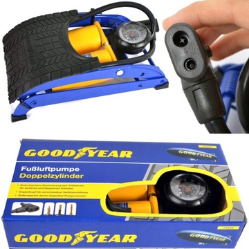 POMPKA NOŻNA samochodowa rower 2 cylindry Goodyear