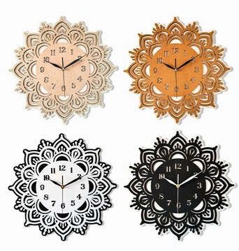 DUŻY,NOWOCZESNY,DEKORACYJNY ZEGAR ŚCIENNY,MANDALA,CICHY, HANDMADE,DO SALONU