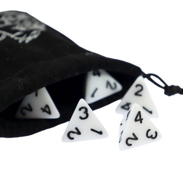 ZESTAW 25 KOSTEK K4 RPG BIAŁA KOŚĆ CZTEROŚCIENNA