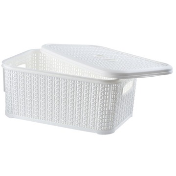 POJEMNIK PUDEŁKO Z POKRYWKĄ DO PRZECHOWYWANIA 6L KOSZYK ORGANIZER BOX BIAŁY