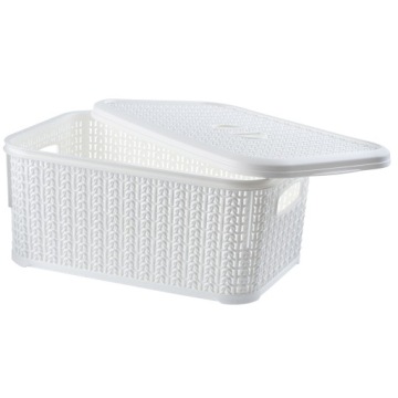 КОРЗИНА КОРЗИНА 6Л КОНТЕЙНЕР С КРЫШКОЙ-ОРГАНИЗАТОРОМ БЕЛЫЙ