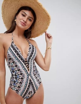 SEAFOLLY INDIAN KOSTIUM KĄPIELOWY AZTEC WZORY 40