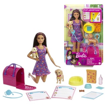 Barbie Lalka Adopcja piesków + akces. HKD85 HKD86