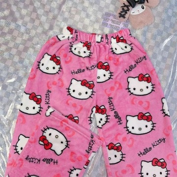 ЖЕНСКИЕ ПЛОТНЫЕ ТЕПЛЫЕ ФЛАНЕЛЕВЫЕ ПИЖАМНЫЕ БРЮКИ HELLO KITTY, МЯГКИЕ, УДОБНЫЕ