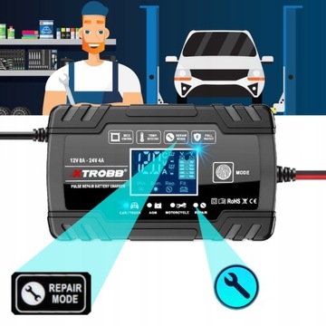 Зарядное устройство ДЛЯ АВТОМОБИЛЕЙ И МОТОЦИКЛОВ С ФУНКЦИЕЙ РЕМОНТА АККУМУЛЯТОРА 12В 24В