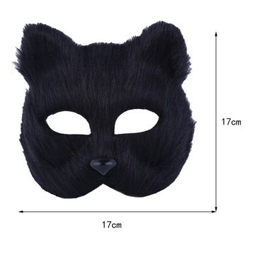 Меховая маска Вечерняя маска для лица Карнавальная маска Костюмная маска Черная