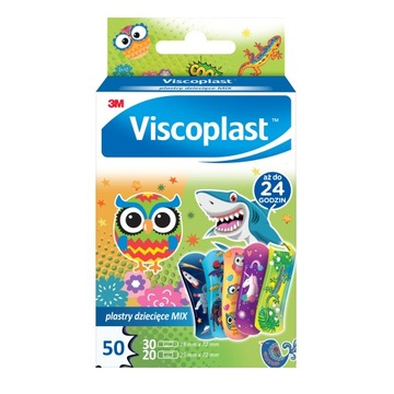 Viscoplast plastry dla dzieci dekorowane mix 2 rozmiary 50 sztuk
