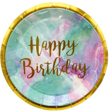 TALERZYKI HAPPY BIRTHDAY galaxy 10szt 23cm