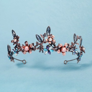 VINTAGE TIARA DIAMENTOWA KOREAŃSKA KORONA LEŚNA W STYLU KOREAŃSKIM