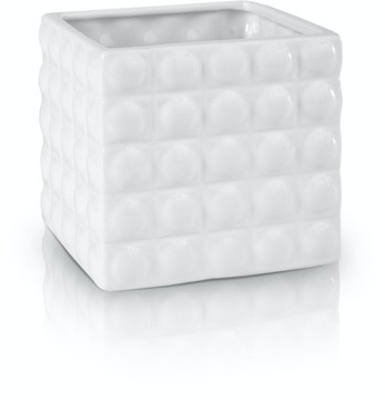 Doniczka CERAMICZNA BIAŁA Kwadrat Glamour 18 cm
