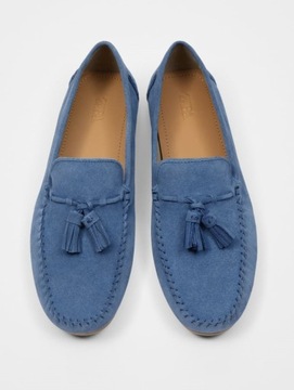 СИНИЕ КОЖАНЫЕ МОКАСИНЫ ZARA 44
