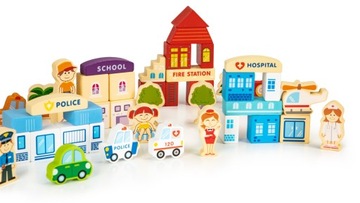 Деревянные развивающие кубики городской зоопарк 120 шт.