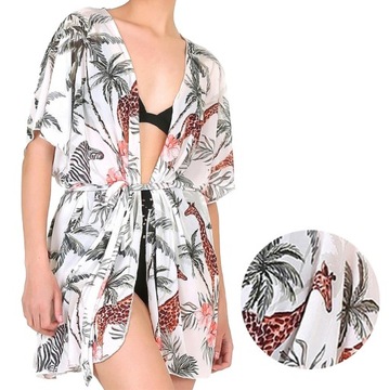 Kimono plażowe Tunika Pareo przewiewne One Size
