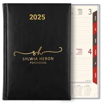 KALENDARZ DZIENNY A5 2025 TERMINARZ MONOGRAM IMIĘ NAZWISKO ZAWÓD GOLD