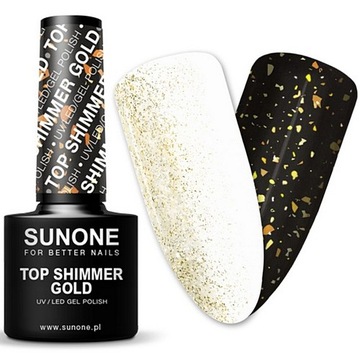 SUNONE TOP SHIMMER GOLD NA LAKIER HYBRYDOWY ZŁOTE DROBINKI UV/LED 5G
