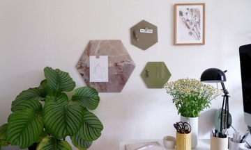 MARMUR BEŻ heksagonalna TABLICA MAGNETYCZNA 42x48