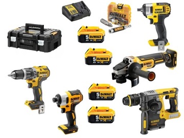 DEWALT ZESTAW NARZĘDZI AKUMULATOROWYCH 18V COMBO 5SZT 4X5AH LI-ION