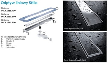 Excellent Stilio odpływ liniowy 90 H 6cm kabina syfon ruszty uniwersalne