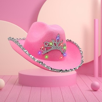 Розовая широкополая ковбойская шляпа с