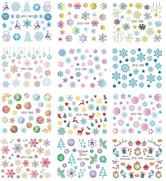 Рождественские наклейки для ногтей в виде снежинок H91