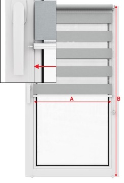 Рулонная штора «день/ночь» на заказ с натяжителем, 43х150 см.