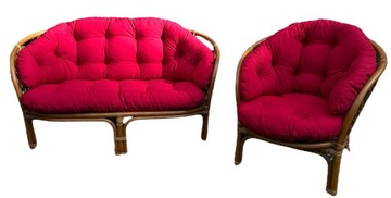 PODUSZKI NA MEBLE RATTANOWE CZERWONE SOFA PLUS FOTEL