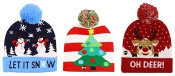 РОЖДЕСТВЕНСКАЯ ЗИМНЯЯ ШАПКА РОЖДЕСТВЕНСКИЕ СВЕТЯЩИЕСЯ СНЕГОВИК ТЕПЛЫЙ ЦВЕТНОЙ СВЕТОДИОДНЫЙ ПОДАРОК