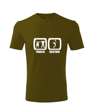 Koszulka T-shirt męska D587 PROBLEM SOLUTIONS SIATKÓWKA khaki rozm L