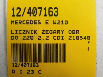 MERCEDES E W210 PŘÍSTROJOVÁ DESKA BUDÍKY 2,2CDI 2105401448