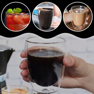 POJEMNE Szklanki TERMICZNE do kawy i herbaty napojów 350 ml 6 szt.