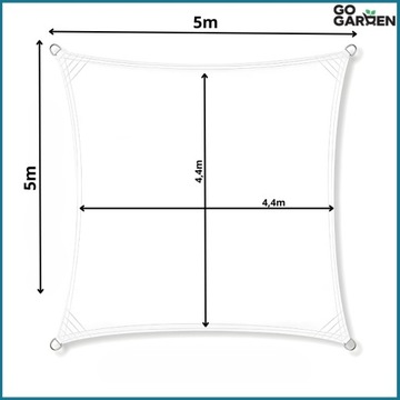 Żagiel daszek kwadrat przeciwsłoneczny markiza biały wodoodporny uv 5x5 m