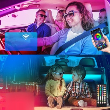 СВЕТОДИОДНАЯ ПОДСВЕТКА RGB ВНУТРЕННЕЕ ОСВЕЩЕНИЕ АВТОМОБИЛЯ ПОДКЛЮЧЕНИЕ BLUETOOTH