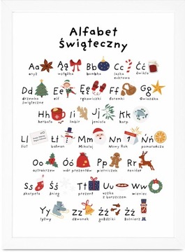Plakat edukacyjny dla dzieci 30x40 ALFABET ŚWIĄTECZNY