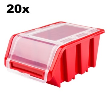 20 x Nádoba s víkem box 160x230x120 červená