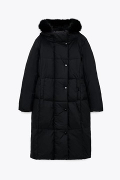 kurtka puchowa puchowy płaszcz z kapturem Zara XS