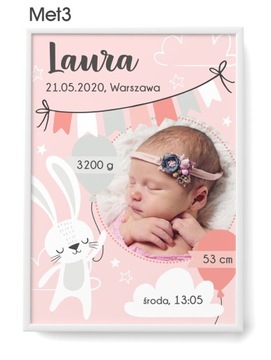 METRYCZKA ZE ZDJĘCIEM PREZENT CHRZEST RAMKA A4