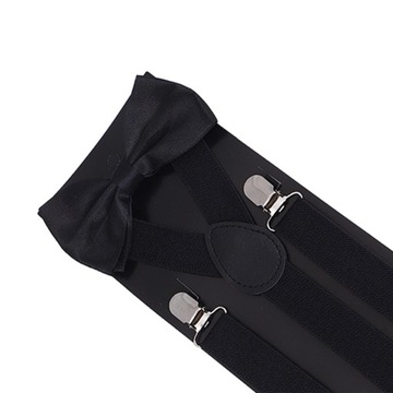 Комплект мужских подтяжек с галстуком-бабочкой Эластичные, удобные, повседневные лямки, черные