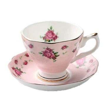 FILIŻANKA CIENKA PORCELANA RÓŻOWA RÓŻA 220 ML BONE CHINA NA PREZENT