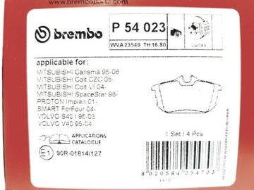 ЗАДНИЕ ТОРМОЗНЫЕ КОЛОДКИ BREMBO VOLVO S40 V40 COLT CARISMA