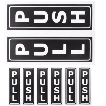 NAKLEJKA Z LOGO NA DRZWI PRZESUWNE KLEJ PULL PUSH